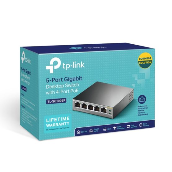 TP-Link PoE Switch 5-Port Gigabit, 4 PoE+ ports up to 30 W for each PoE port and 65 W for all PoE ports, Metal Casing, Plug and Play, Ideal for IP Surveillance and Access Point(TL-SG1005P V2) - Image 4