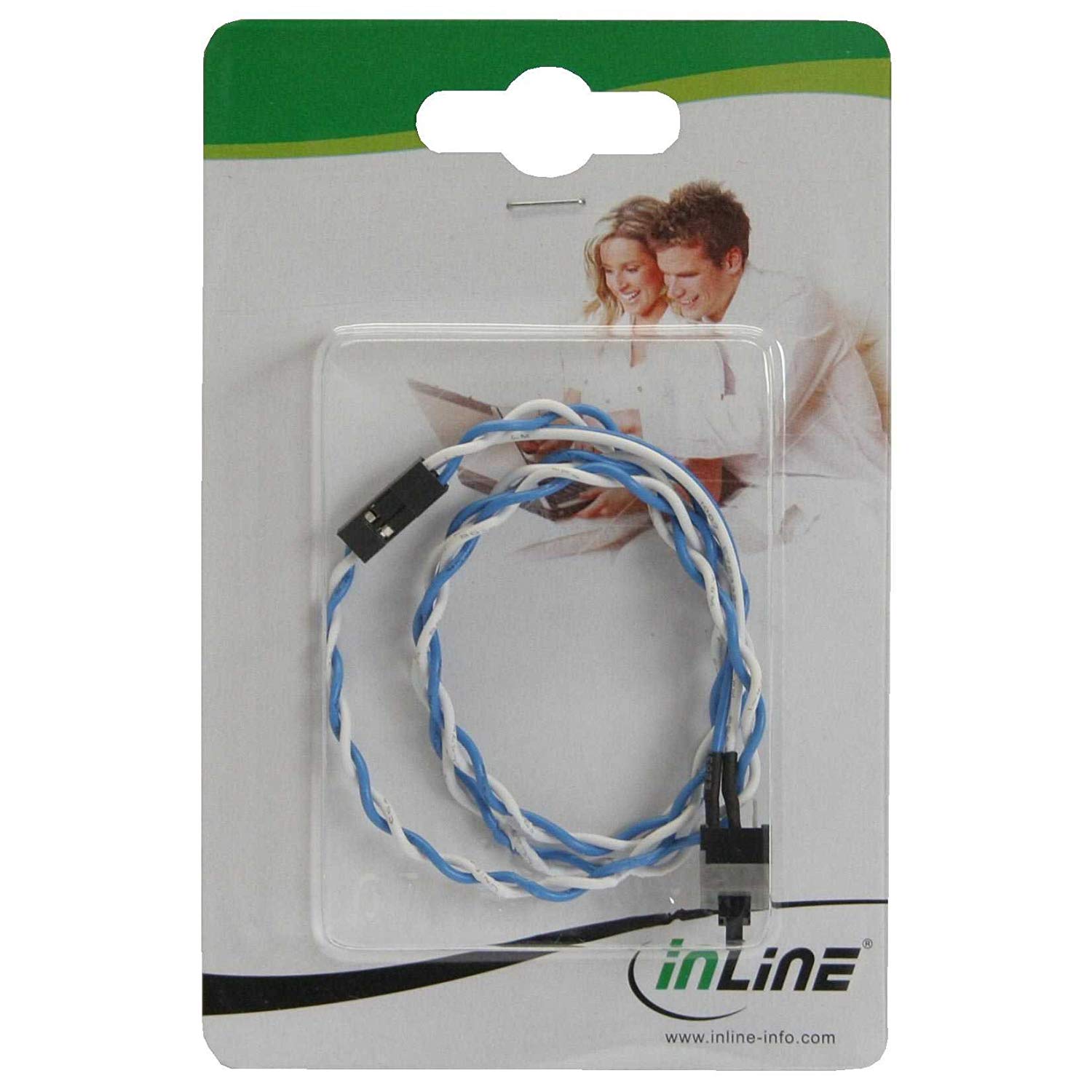 InLine 26648A Power Reset Button with Cable 0.3 m, Black, blue, white, Reset-Taster - Image 2