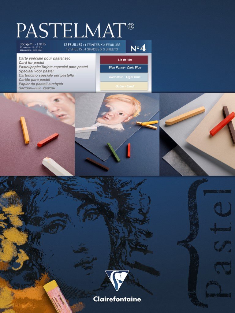 Clairefontaine, Ref 96110C, Pastelmat Pastel Card Pad No.4 (12 Sheets), 360gsm Card, 18 x 24cm, Assorted Colours