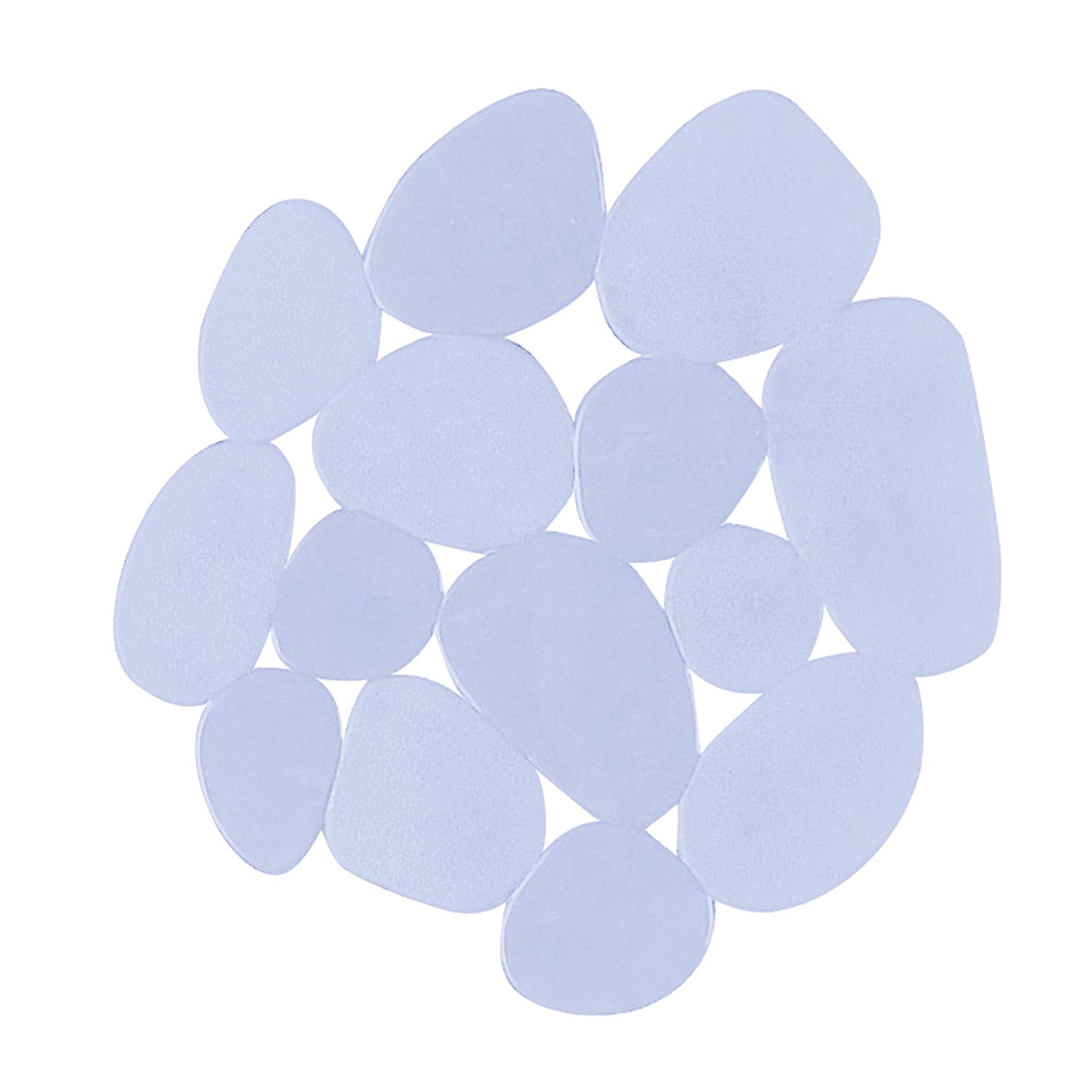 MSV PVC Non-Slip Pebbles Bath Mats, Transparent, Set of 4, 0 x 0 cm (Square)