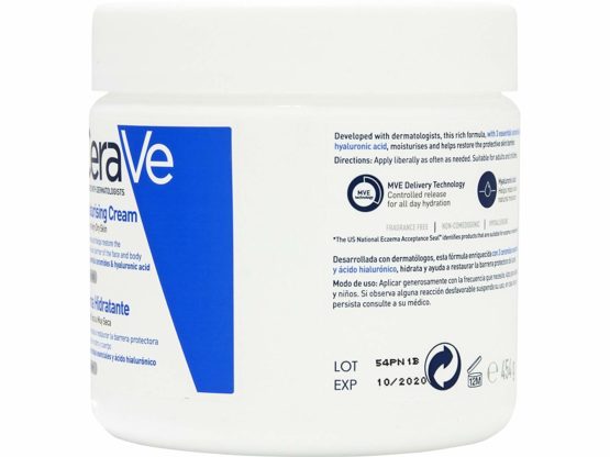 CeraVe Moisturising Cream | 454 g/16 oz | Daily Face, Body & Hand Moisturiser for Instant & Long-Lasting Hydration - Image 4