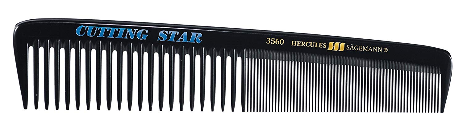 Hercules sagemann Rigid Classic Cutting Star Comb, Length-18.5 cm, Black, Silver, 1 Stück (1er Pack)