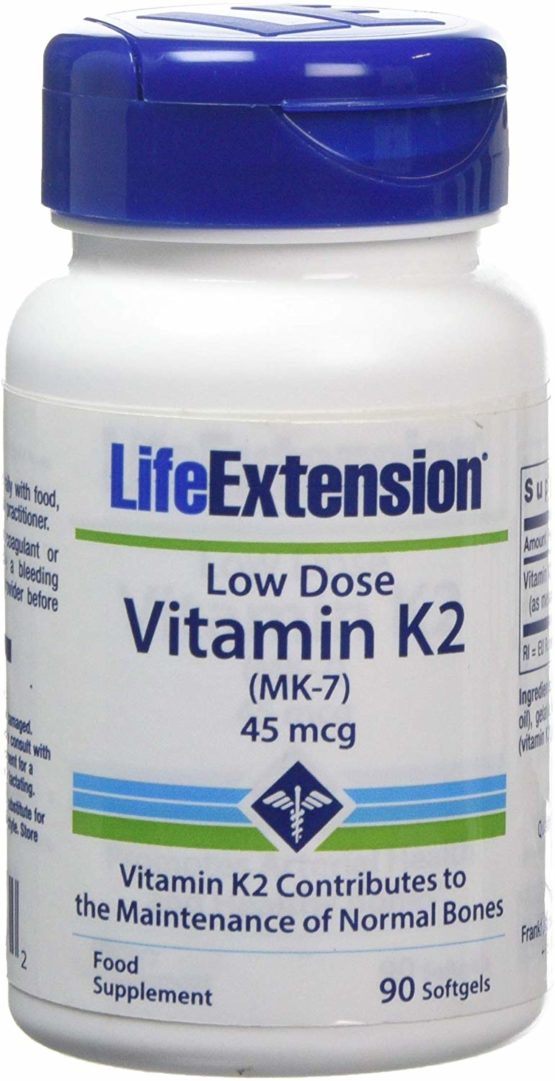 Life Extension Europe LowDose Vitamin K2 Soft Gels, 45 mcg, 90Count