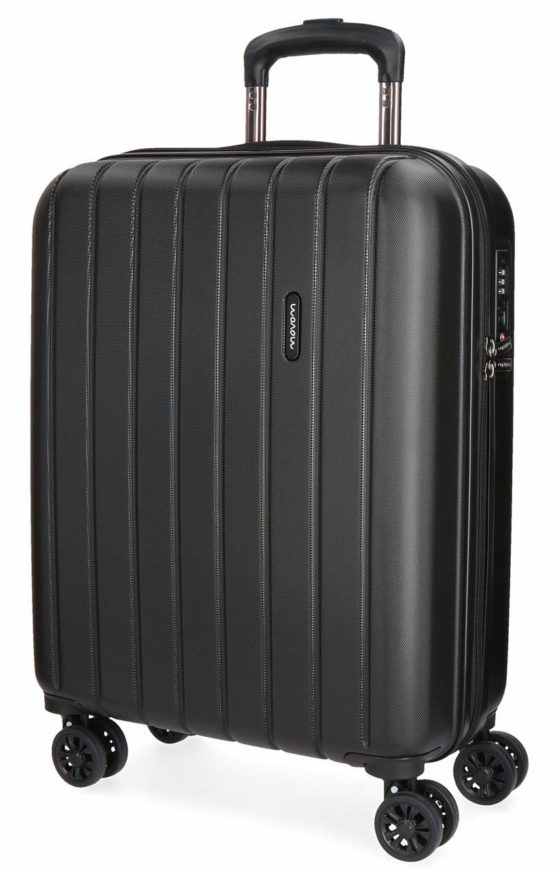 Movom Wood Black Cabin Suitcase 40 x 55 x 20 cm Rigid ABS TSA Lock 38 Litre 2.9 kg 4 Double Wheels Hand Luggage