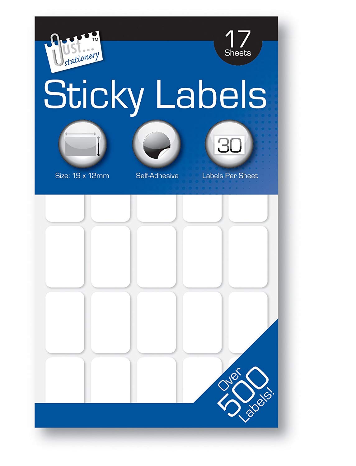 Just Stationery 19x12mm Sticky Label - White, 19 x 12 millimetres