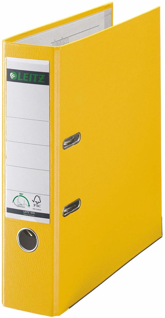 Esselte Leitz 10105015 Folder Plastic 180° with Slots A4 Wide Yellow