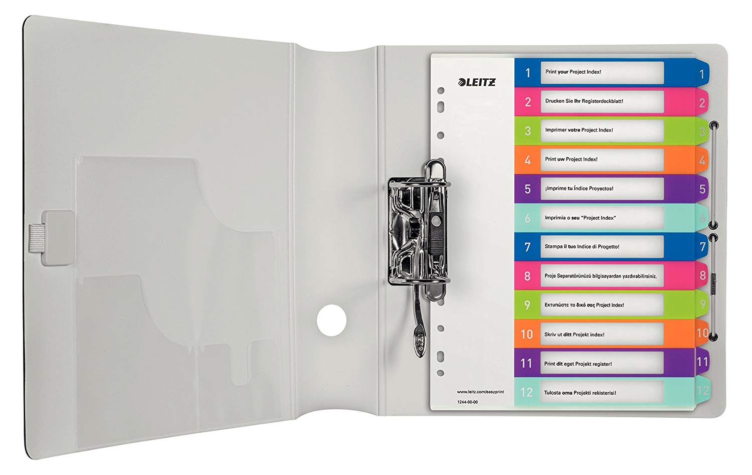 Leitz 12440000 A4 WOW 1-12 Index, PC-Printable, Extra Wide, Heavy Duty Plastic, White/Multicolour, Multicoloured, 1-12 Tabs - Image 2