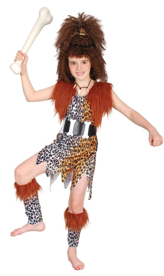 Bristol Novelty CC739 Cavegirl Costume with Wig, Multi-Colour, Age 6-8 Years Old