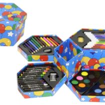 MTS Childrens 52 Pcs Craft Art Artists Set Hexagonal Box Crayons Paints Pens Pencils