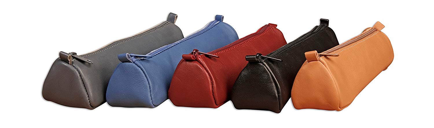 Clairefontaine 77013C Age Bag Leather Square Pencil Cases, 21 x 4.5 x 4.5 cm - Assorted Colours, Pack of 8