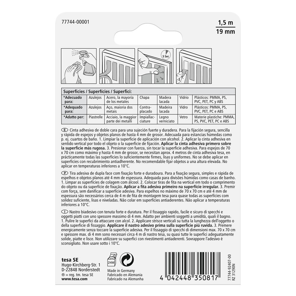 SMS Cinta Adhesiva Doble Cara Powerbond 1, 5: 19mm Resistente A La Humidad, Standard, Standard - Image 2
