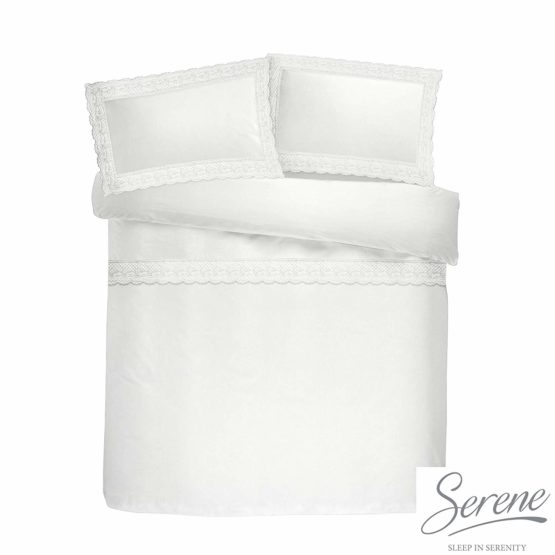 Serene - Renaissance - Easy Care Duvet Cover Set - Double, White - Image 4