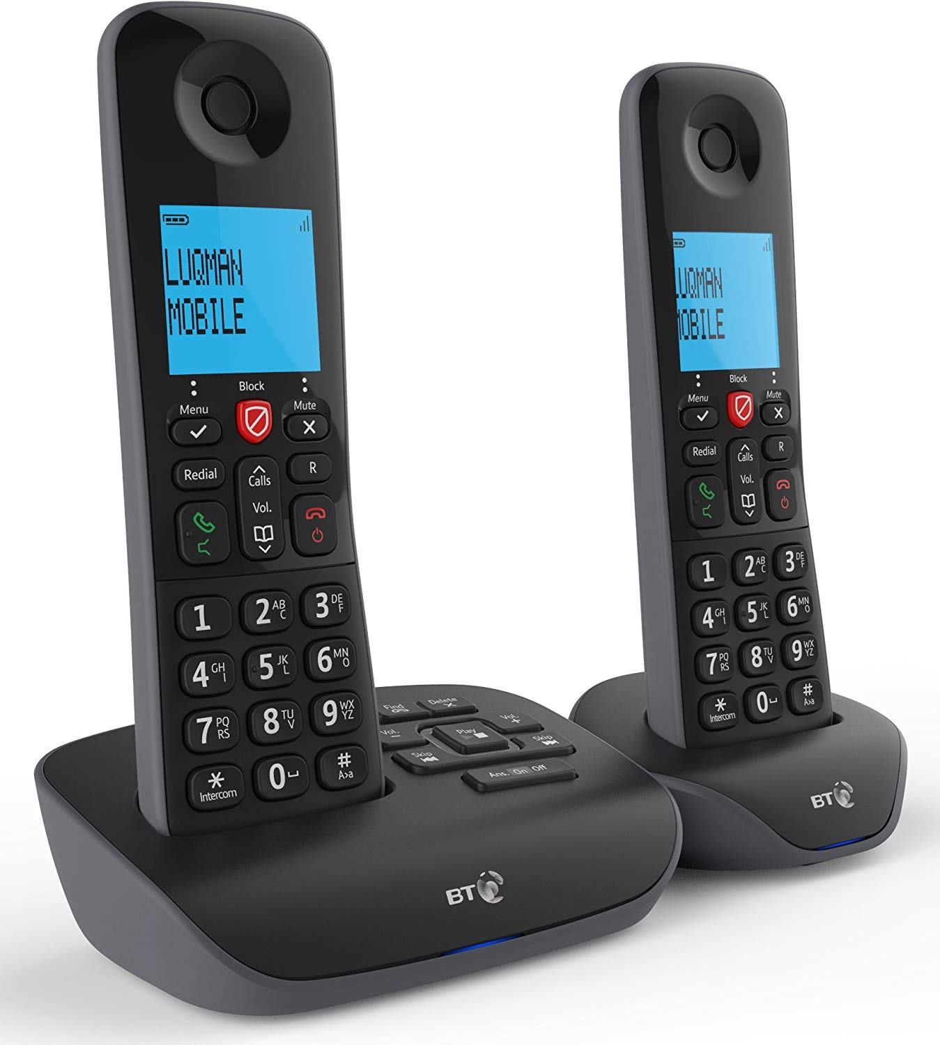 BT Essential Cordless Landline House Phone, Nuisance Call Blocker, Call Block button, Answer Machine, Twin Handset Pack