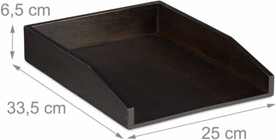Relaxdays Document Filing Tray, Stackable, DIN A4 Letter Rack, Office, Desk, Bamboo, Brown, 6x25x33 cm - Image 3