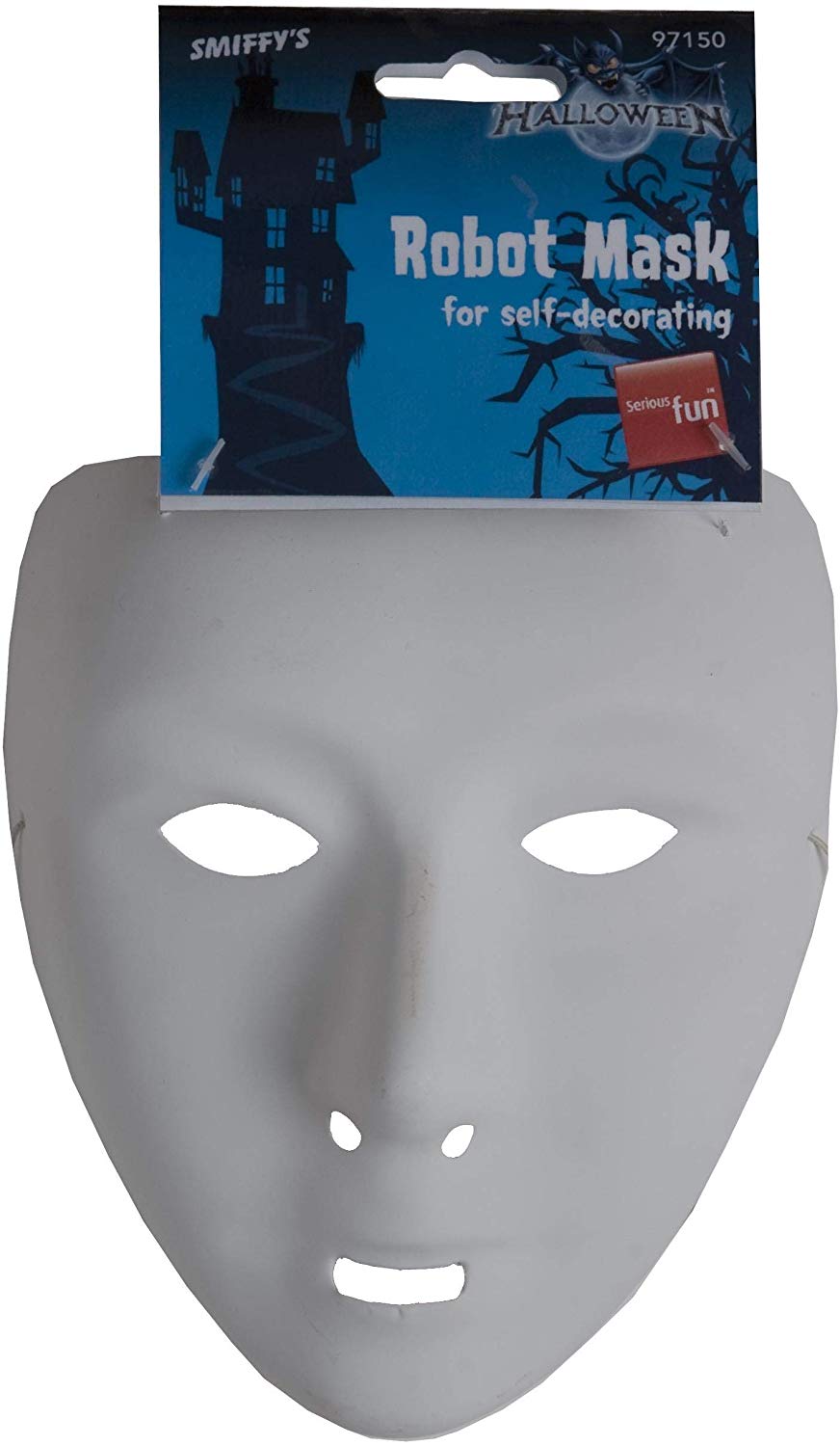 Smiffys Robot Mask, White on Elastic, Eyemasks Fancy Dress, Adult Dress Up Masks - Image 3