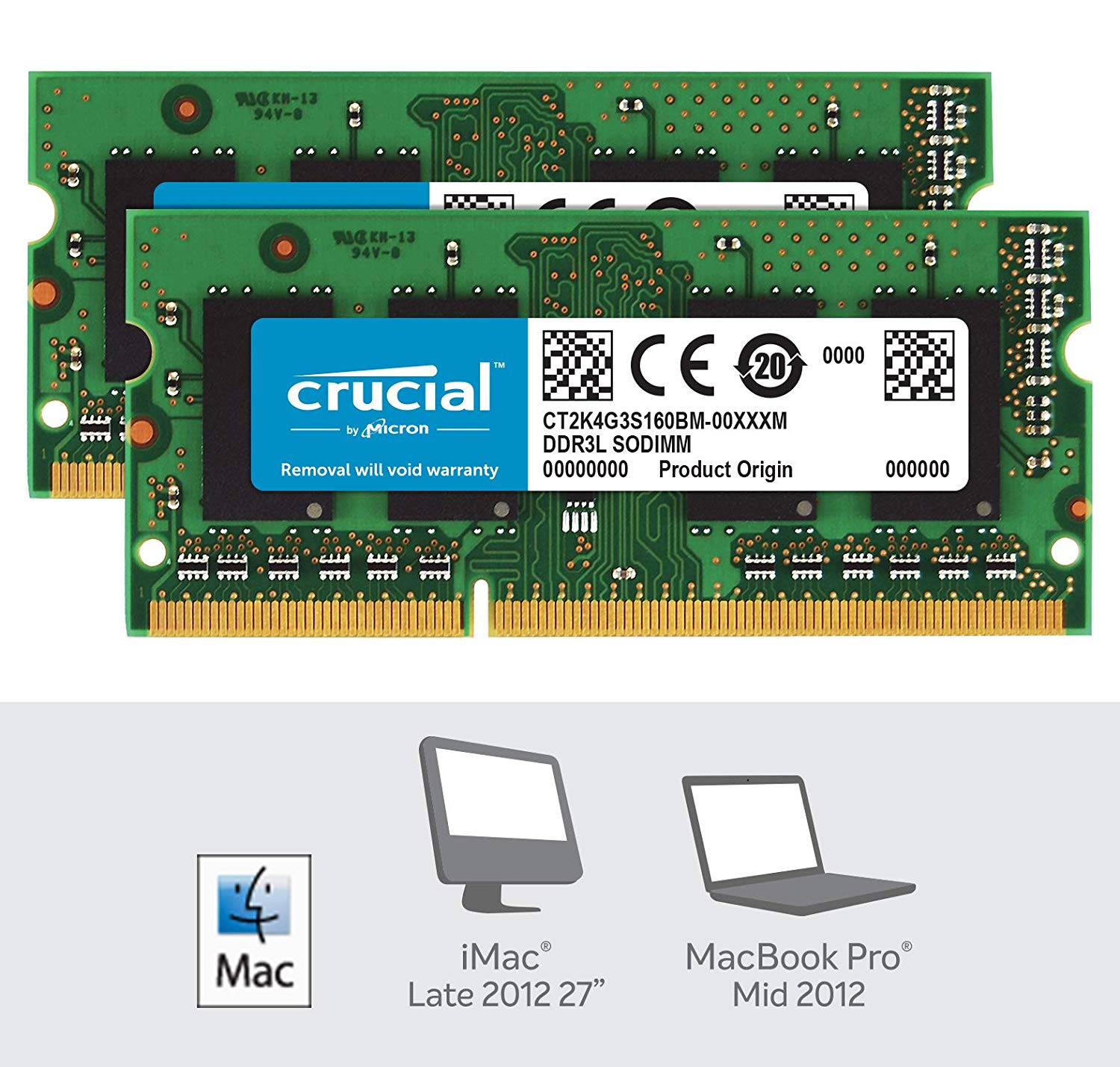 Crucial CT2K4G3S160BM 8 GB Kit (4 GB x 2) DDR3L 1600 MT/s (PC3-12800) CL11 SODIMM 204-Pin 1.35 V/1.5 V Memory for Mac - Image 2