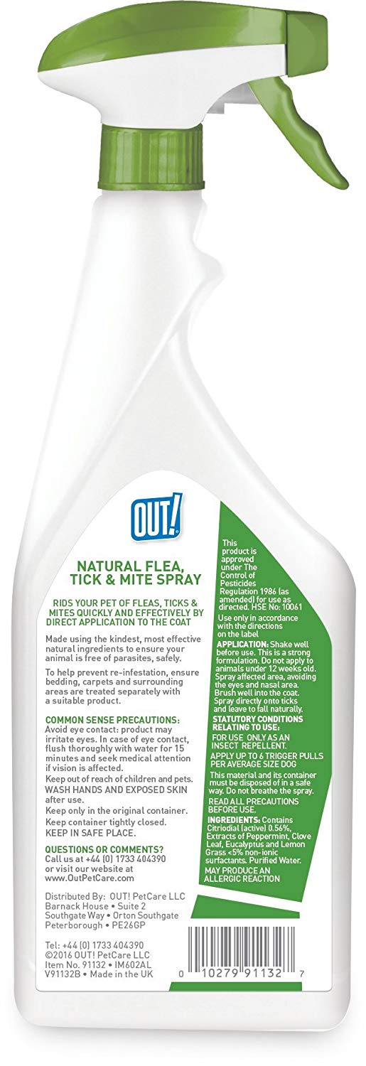 OUT! Natural Flea, Tick and Mite spray for Dogs 500 ml, 500 ml (Pack of 1) - Image 2