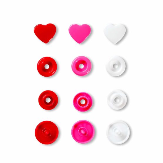 PrymLove Heart Shape Non-Sew ColorSnaps 12.4mm Snap Fasteners by Prym Love-Assorted Pack of Red, White and Bright Pink (30pc), 12 x 7 x 2 cm - Image 2