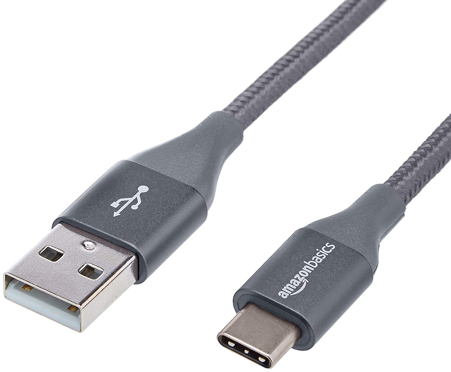 Amazon Basics USB-C to USB-A 2.0 Fast Charger Cable, Nylon Braided Cord, 480Mbps Speed, USB-IF Certified