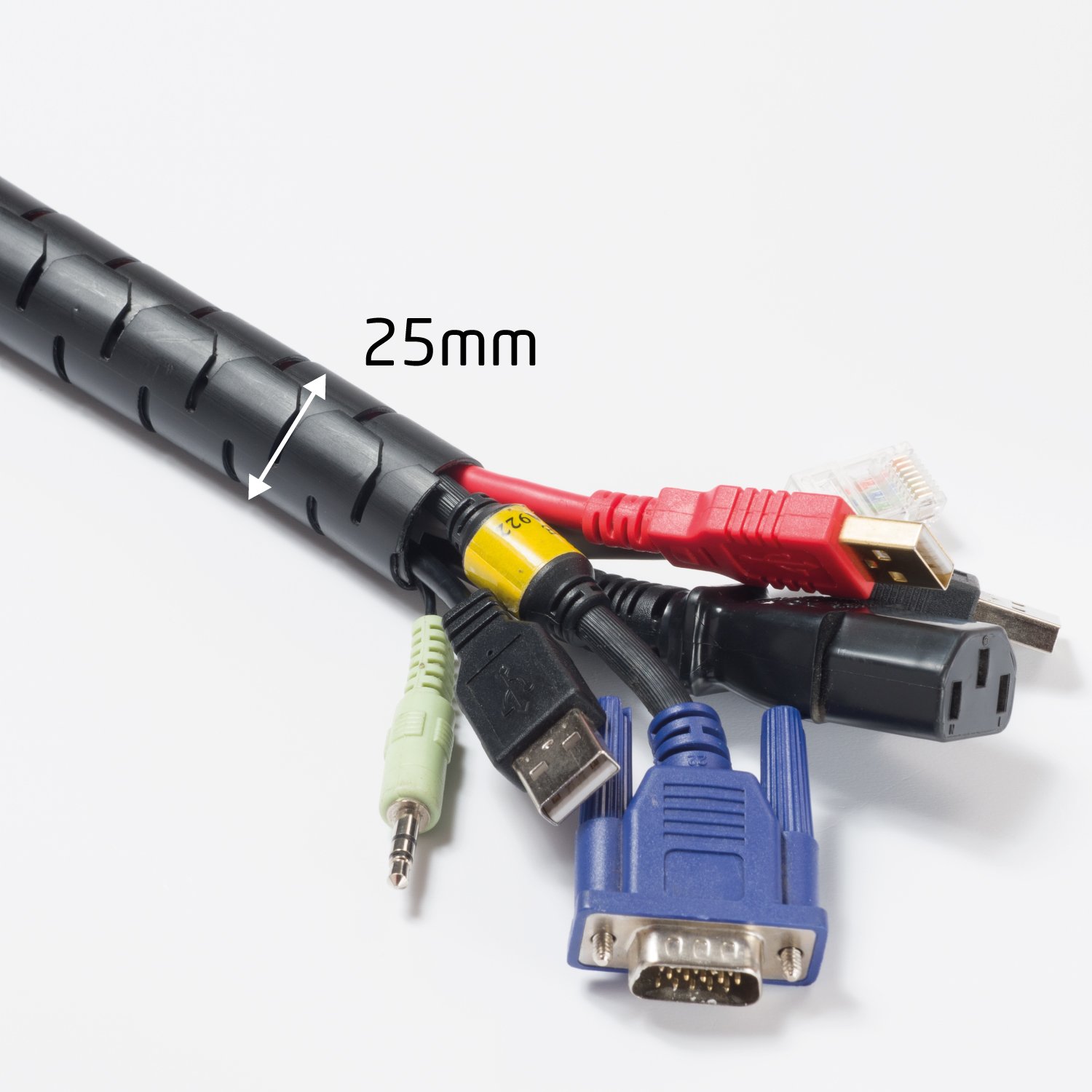 D-Line Cable Zipper, Organise PC or TV cables, Zip Tool Installation, Desk Cable Management - 25mm outer diameter, 2.5m Length - Black - Image 4