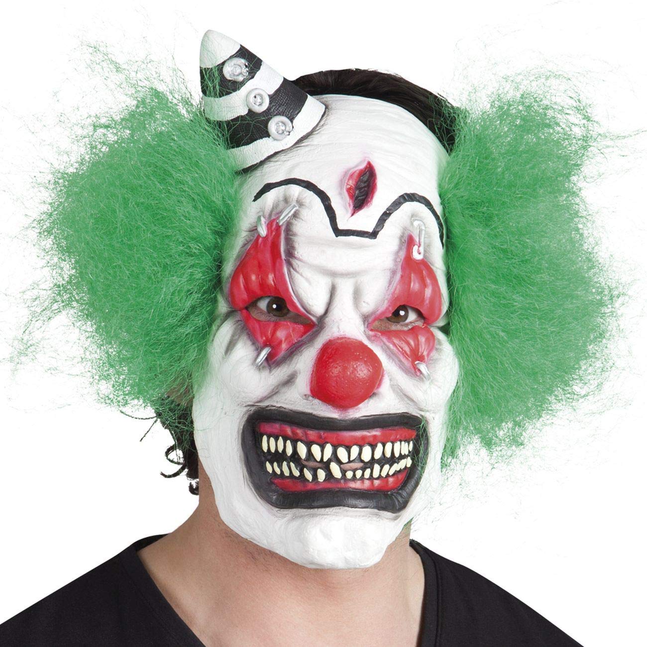 Boland Horror Clown Latex Face Mask, Bianco / Verde