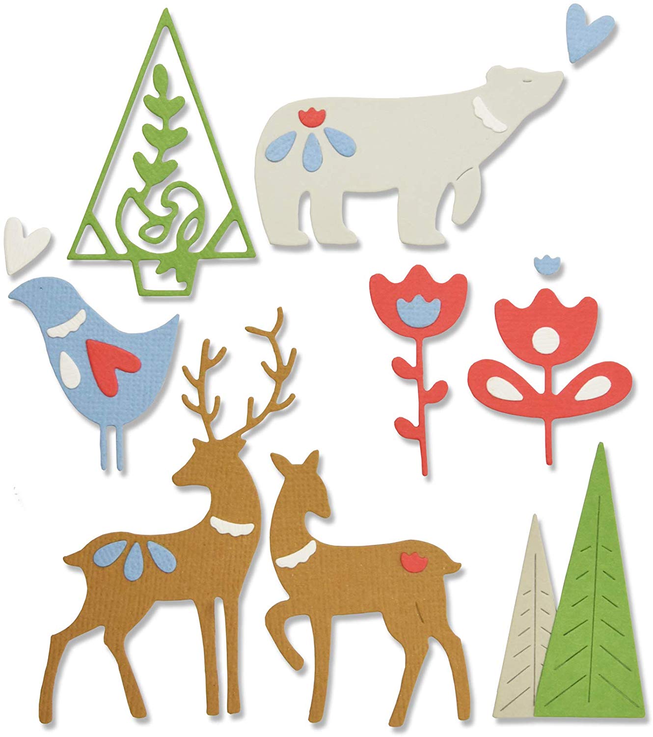 Sizzix Thinlits Die Set 663413 Christmas Elements by Lisa Jones, 10 Pack, Multi Colour, Paper, One Size