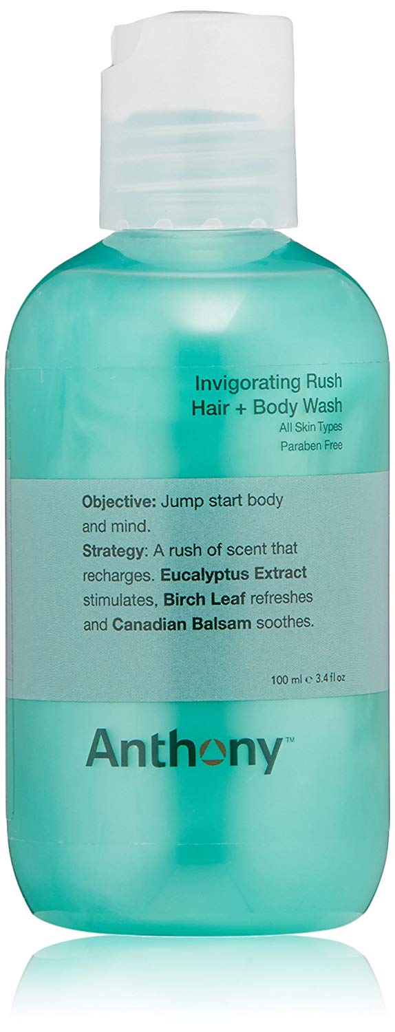 Anthony Invigorating Rush Hair and Body Wash - Pine Wood Scent Contains Eucalyptus Extract, Canadian Balsam & Birch Leaf - 100ml