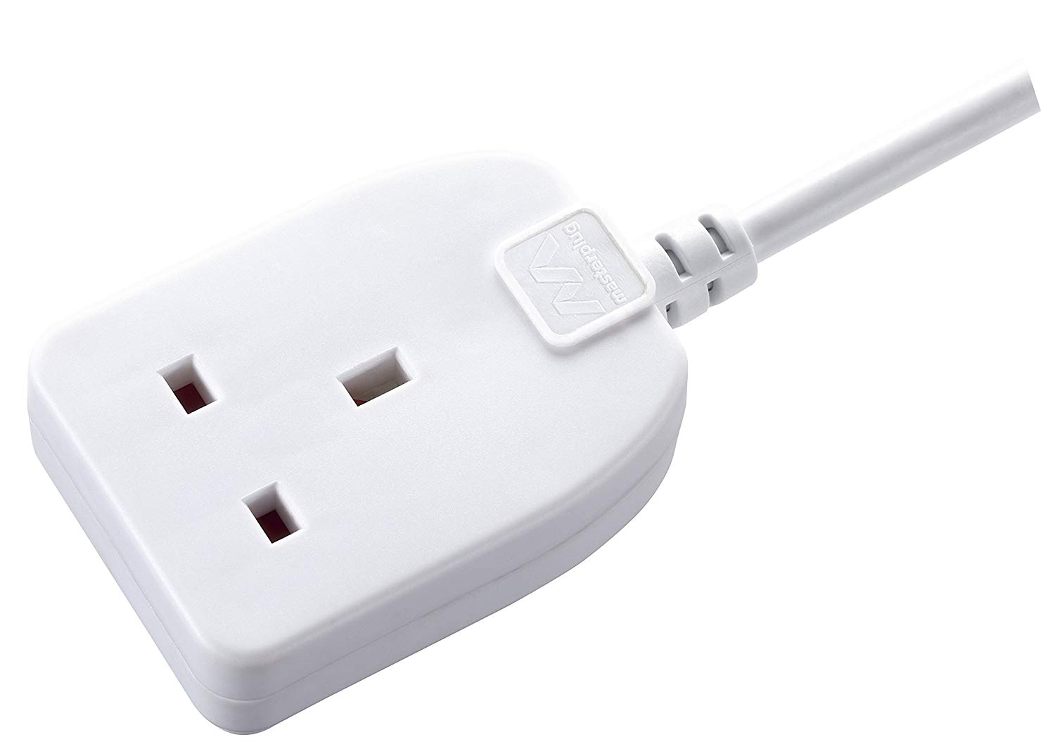 Masterplug One Socket Single Extension Lead, 10 Metre Cable, Unswitched, 1-Way Plug Extension Cable, Basic Power, White, 13A