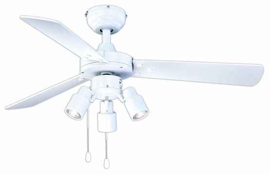 AireRyder Ceiling Fan Cyrus Chrome with Light and Pull Cords 42 inch 107 cm with Black and Silver Blades - Image 2