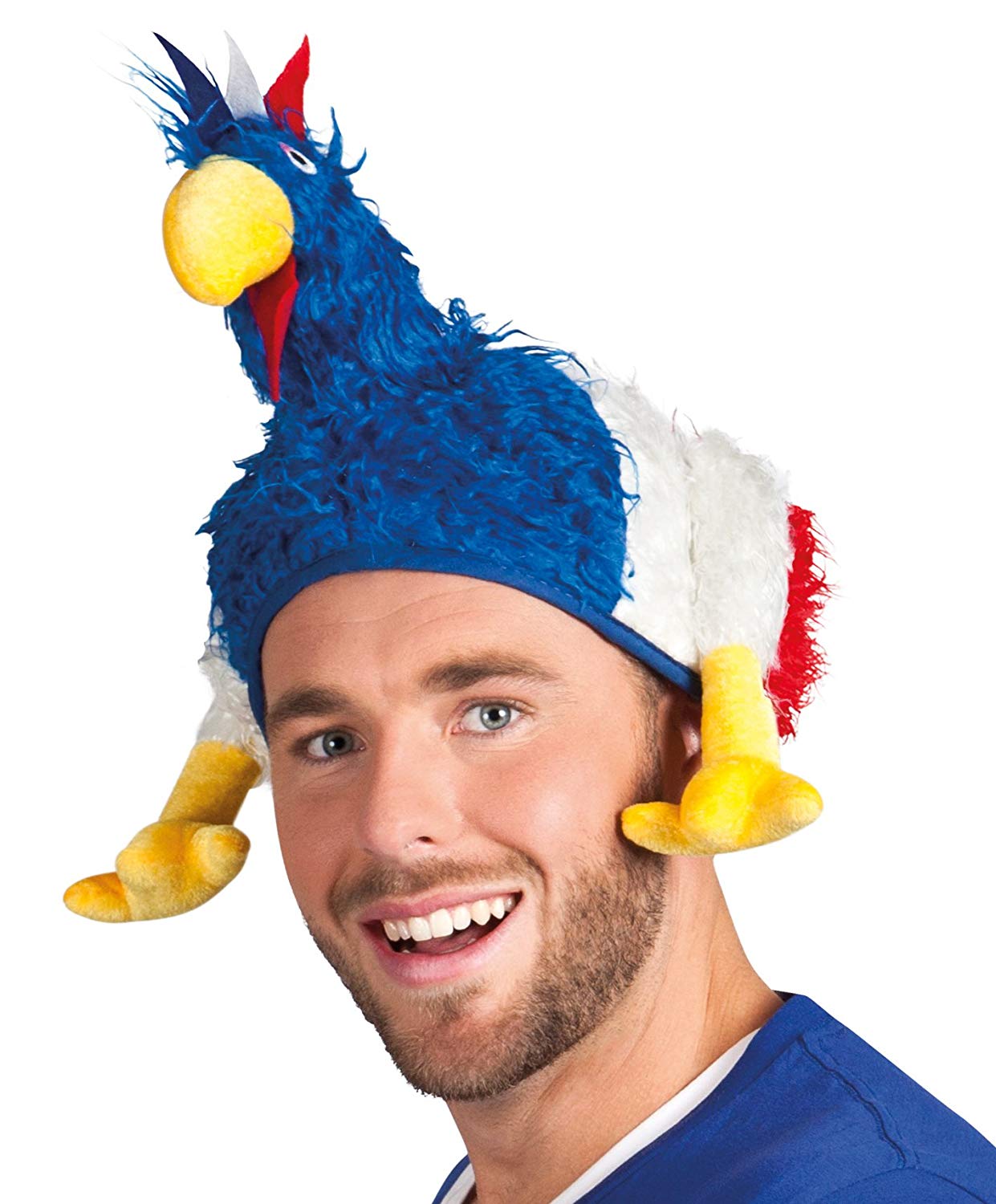 Boland Tricolour Hen Hat for Adults, Blue White Red Novelty Chicken Fan Hat for France Supporters Fancy Dress, World Cup