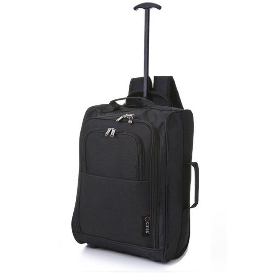5 Cities Cabin Trolley Backpack Hand Luggage, 55 cm, 42 Liters, Black