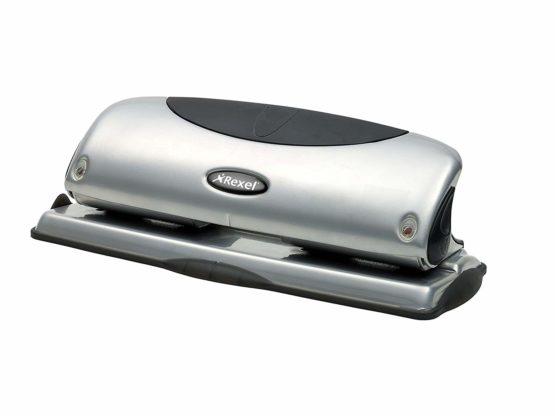 Rexel Precision 425 4 Hole Punch, 25 Sheet Capacity, Paper Alignment Indicator, Metal, Silver/Black, 2100753