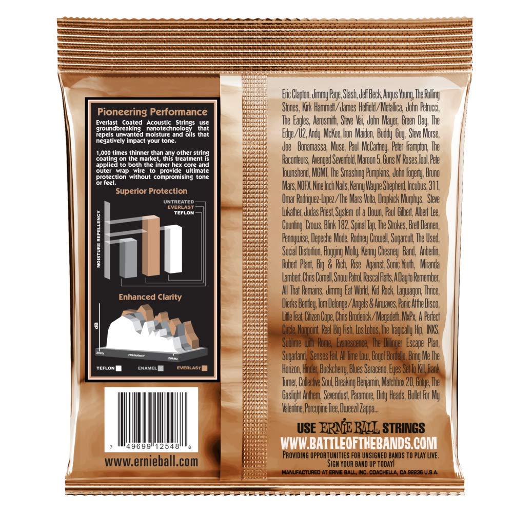 Ernie Ball Everlast Light Coated Phosphor Bronze Acoustic Guitar Strings - 11-52 Gauge - Image 2