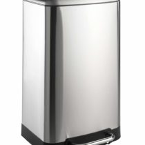 WENKO Pedal bin Studio Stainless Steel Easy Soft Closing Mechanism, Silver matt, 32.5 x 34 x 61 cm