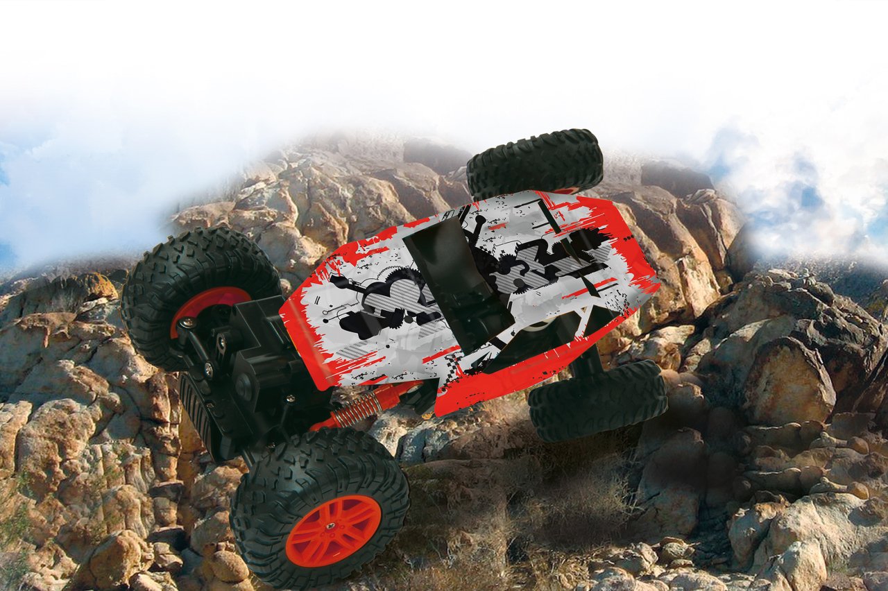 Jamara 410054 "Hillriser Crawler 4WD Remote Controlled Device Model Kit, Red, 1:18 Scale - Image 2