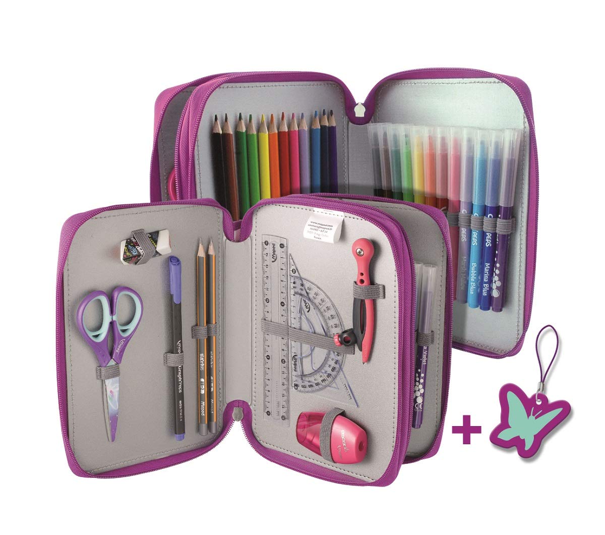 Maped 946016 - Double Pencil Case Butterfly, Granate y morado - Image 2