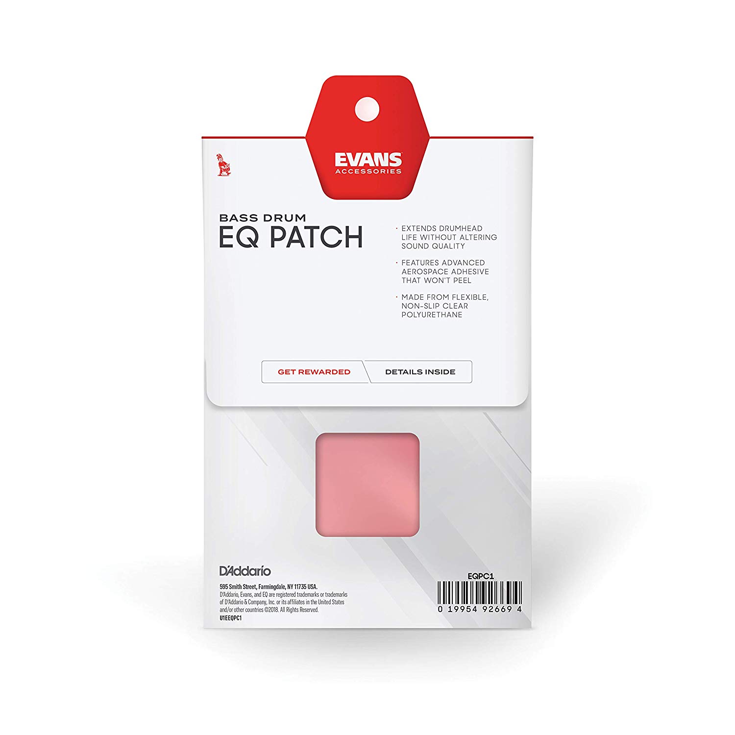 Evans EQPC1 EQ Single Pedal Patch - Clear Plastic, 0.575 in*8.75 in*4.0 in, multicoloured, Einheitsgröße - Image 3