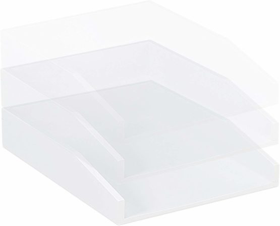 Relaxdays Document Filing Tray, Stackable, DIN A4 Letter Rack, Office, Desk, Bamboo, White, 6x25x33 cm - Image 2