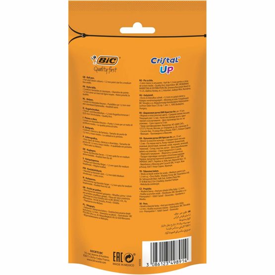 BIC Cristal Up Ballpoint Pens - Assorted Colours, Doypack of 15 - Image 2
