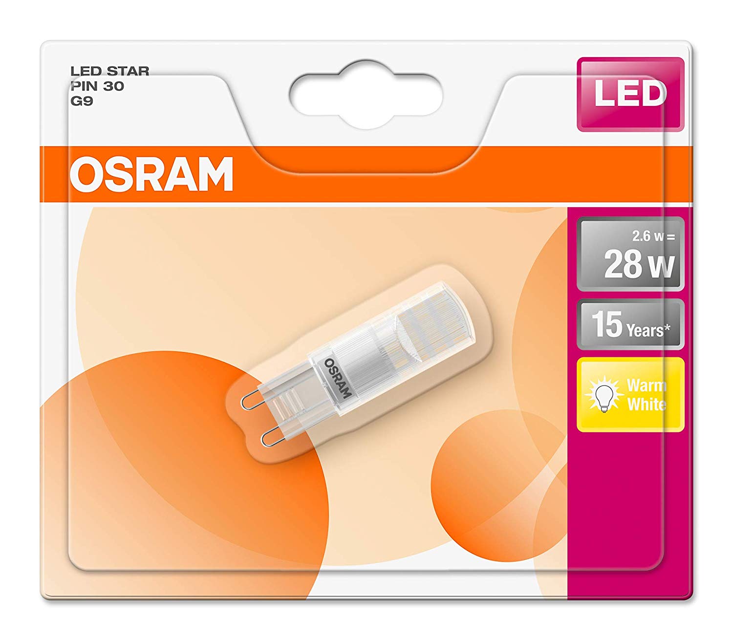 Osram ST Pin lamp G9 2.6 W, 28 - Warm White, 20 W Replacement for Light Bulb 2700 K [Pack of 1 Pack - Image 3