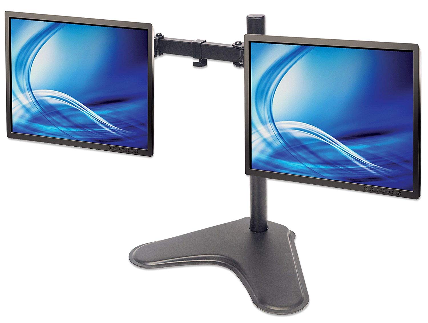 Manhattan TV & Monitor Mount, Desk, Double-Link Arms, 2 screens, Screen Sizes: 10-27", Black, Stand Assembly, Dual Screen - Image 4