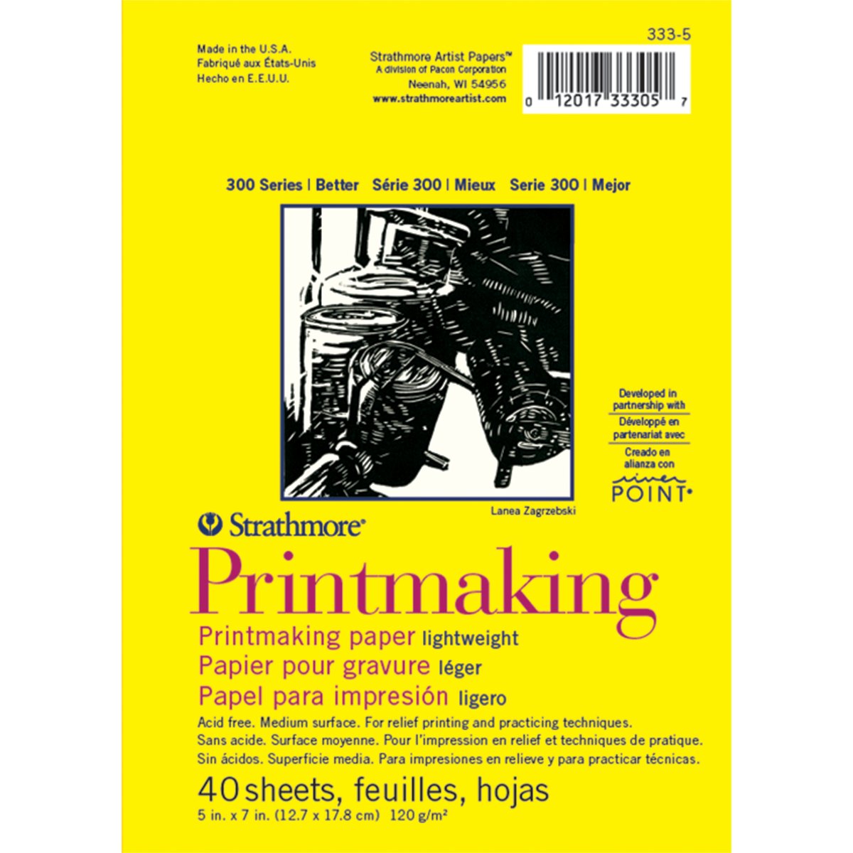 Strathmore Pro-Art Printmaking Paper Pad 5-inch x 7-inch, 40 Sheets, White, ivory, 5x7