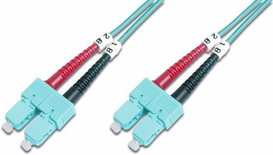 Digitus FO patch cable OM3-3 m SC to SC fiber optic cable - LSZH - Duplex Multimode 50/125µ - 10 GBit/s - Turquoise