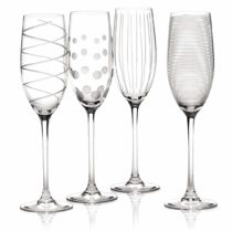 Mikasa Cheers Set of 4 Crystal Champagne Flute Glasses, White, 250 ml (8 fl oz)