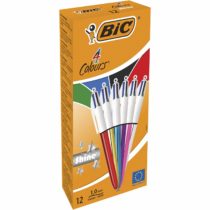 BIC 4 Colours Shine Ballpoint Pens Medium Point (1.0 mm) - Assorted Metallic Barrels, Box of 12