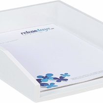 Relaxdays Document Filing Tray, Stackable, DIN A4 Letter Rack, Office, Desk, Bamboo, White, 6x25x33 cm