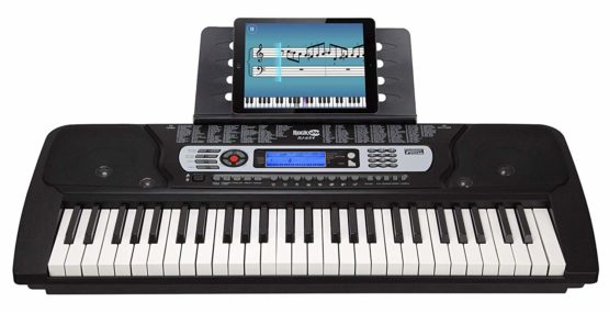 RockJam RJ654 54 Key Keyboard Piano with Power Supply, Sheet Music Stand, Piano Note Stickers & Simply Piano Lessons, Black