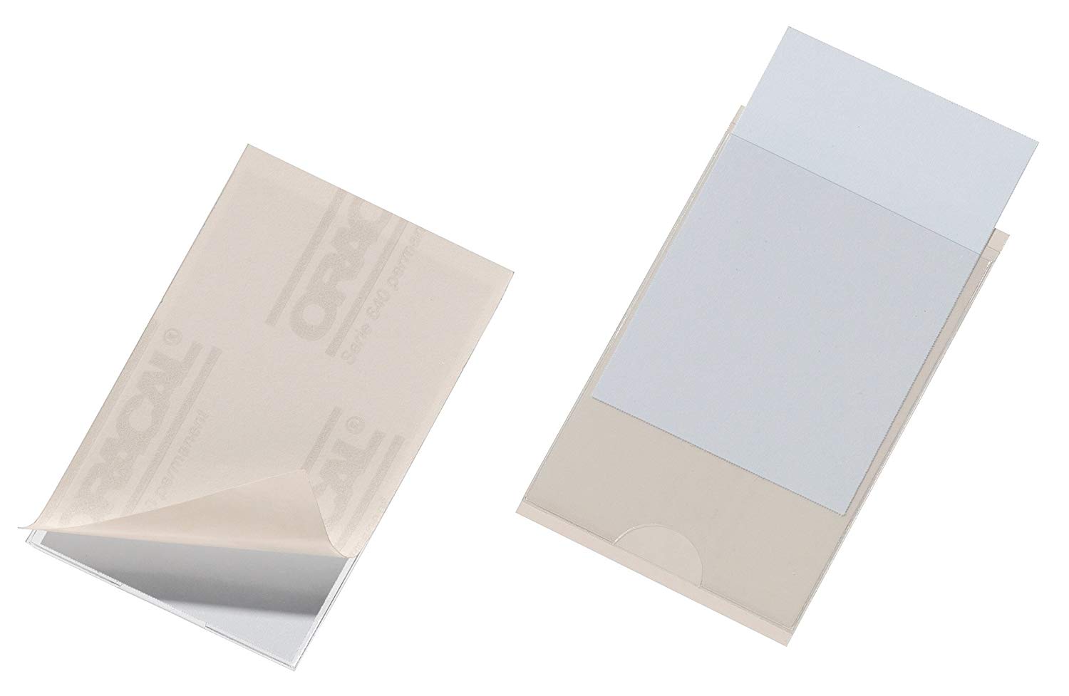 Durable POCKETFIX Self Adhesive Business Card Pockets, German Made Sticky Back Plastic Holder Wallets Stick on Pouch 100 Pack