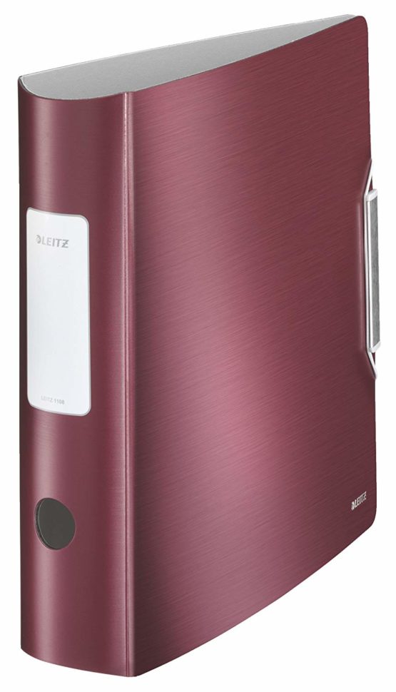 Leitz Lever Arch File, Garnet red, A4, Curved spine 8.2 cm width, Elastic fastening, Light polyfoam, Style Range, 11080028