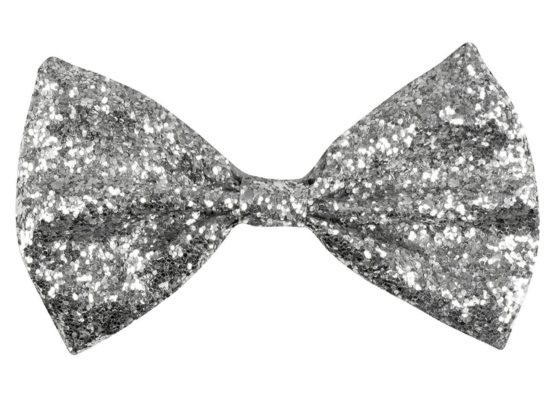 Boland - Glitter Bow Tie for Adults, Silver, One Size, 53111